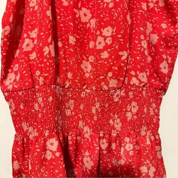 Lush red floral tank top cinch waist size L - Picture 2 of 7